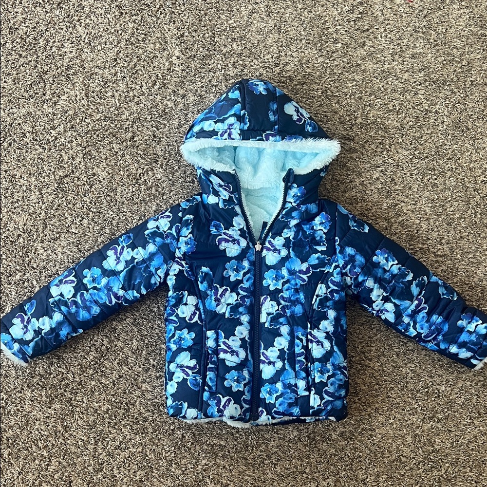 Madden Girl Blue Floral Puffer Jacket